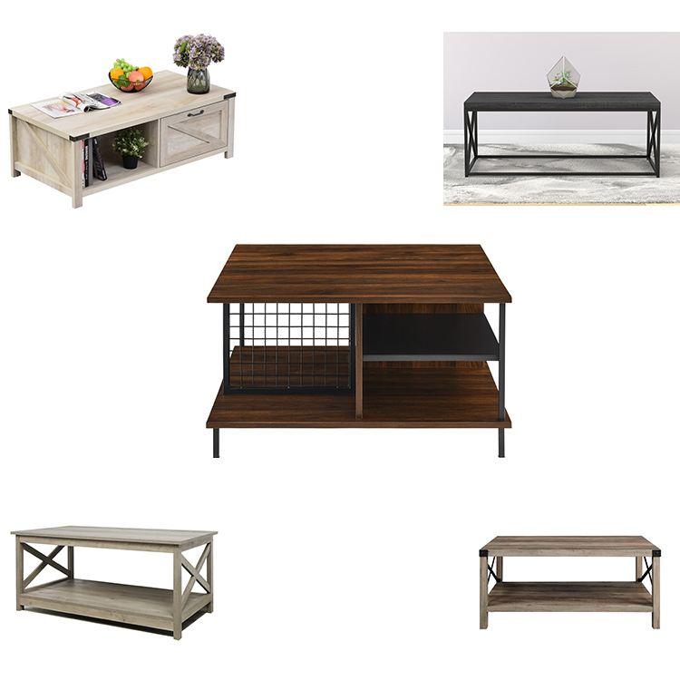 Wood Concrete Dark Walnut Coffee Table