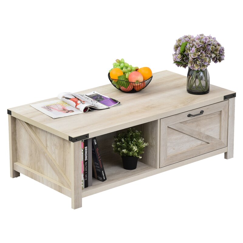 Light Wood Square White Oak Coffee Table